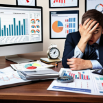 **

A person sitting at a desk covered in financial reports and charts, looking overwhelmed. A clock is prominently displayed, emphasizing the lack of time. Overlaid on the scene are blurred images of potential investments, symbolizing the confusion and difficulty in making decisions without clear goals. The overall tone should be stressful and chaotic.

**